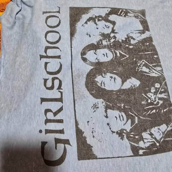 RARE 80s Girlschool Female Rock/Metal Band Orig. DIY Concert Cutoff T-Shirt S/M - Picture 11 of 11